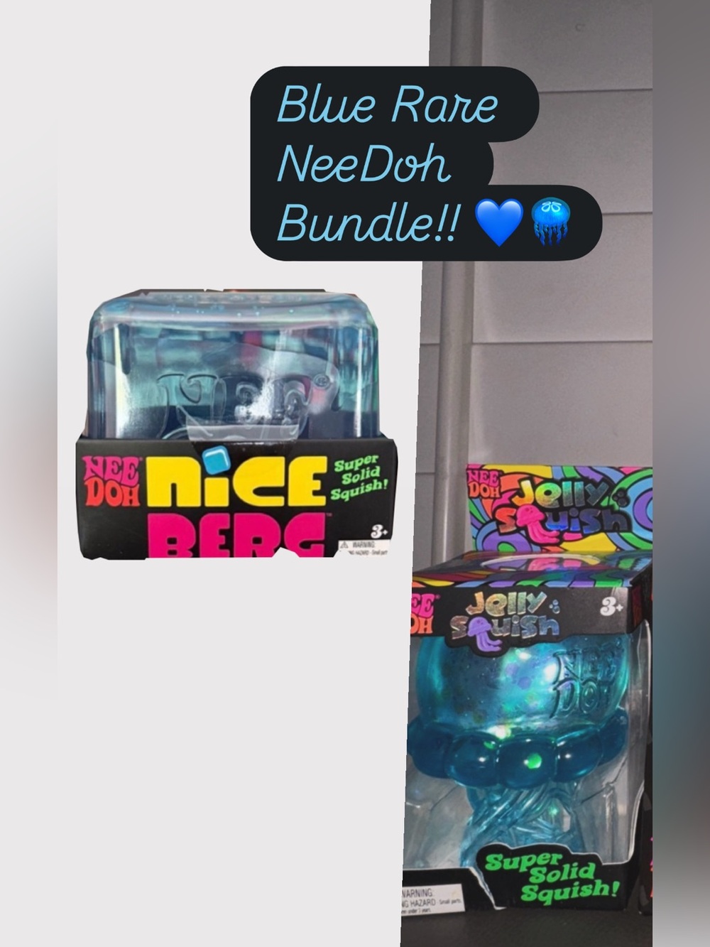 NeeDoh Nice Berg / Jelly Squish Blue Rare Bundle 🪼🧊